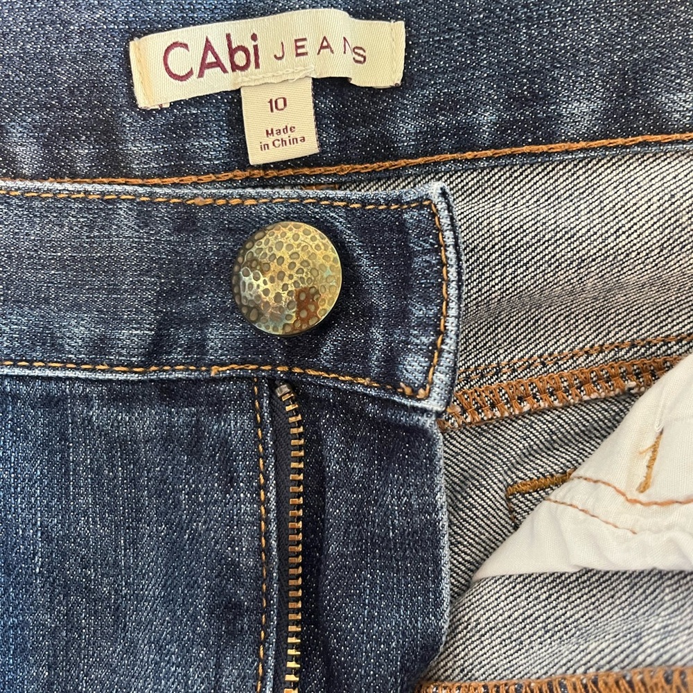 CAbi Indigo Women's Jeans with Gold Stitching